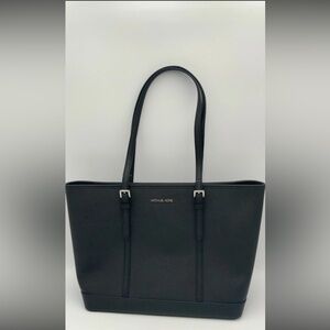 Michael Kors Jet Set Travel Saffiano Leather Carryall Tote BLACK